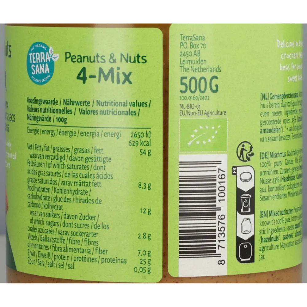 Beleg<Terrasana 3x Notenpasta 4 Mix 500 gr