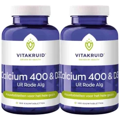 2x Calcium 400 & D3 uit Rode Alg 100 kauwtabletten Mineralen