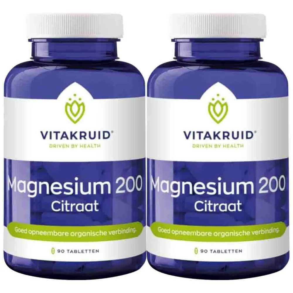 2x Magnesium 200 Citraat 90 tabletten^Vitakruid