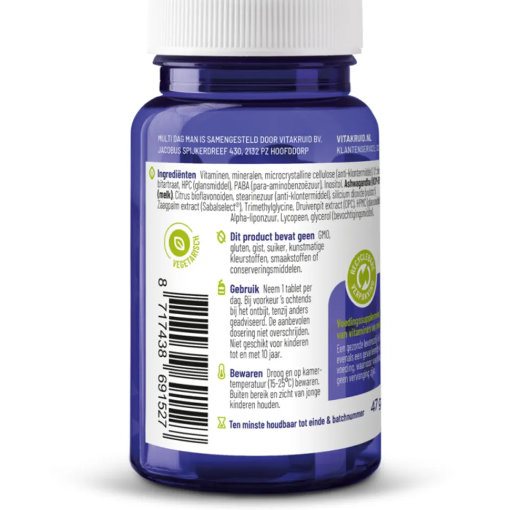 Vitaminen Man<Vitakruid 2x Multi Dag Man 30 tabletten