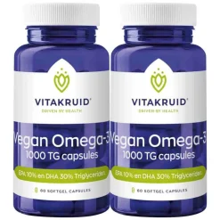 Best 2x Omega 3 1000 TG Vegan 60 softgels Hart, Bloed & Cholesterol|Speciale Bestanddelen