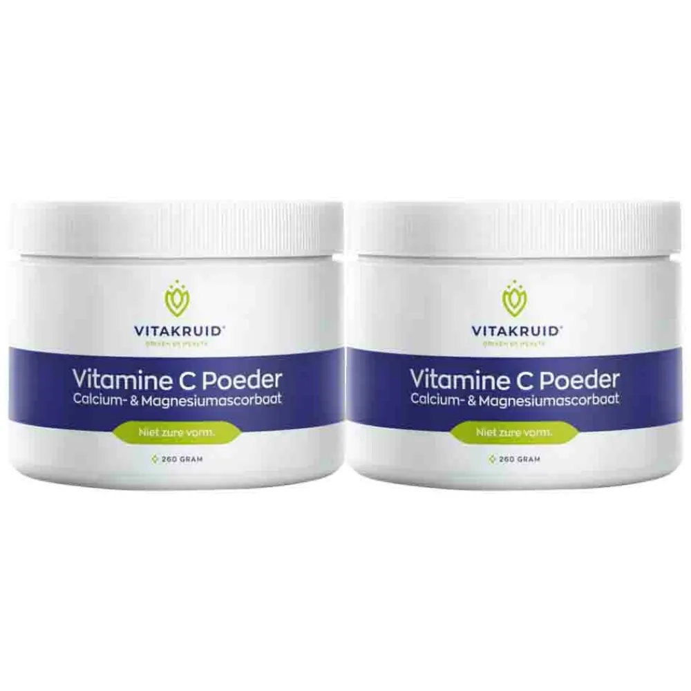 2x Vitamine C Poeder Calcium- & Magnesiumascorbaat 260 gr Mineralen
