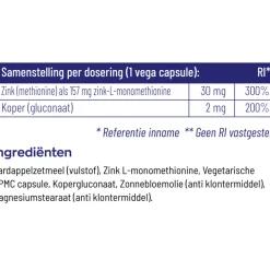 Discount 2x Zink Methionine Koper 90 capsules Mineralen