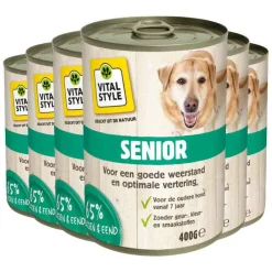 6x Hondenvoer Blik Senior 400 gr^Vitalstyle New