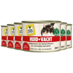 Kattenvoer<Vitalstyle 6x Kattenvoer Blik Huid & Vacht 200 gr