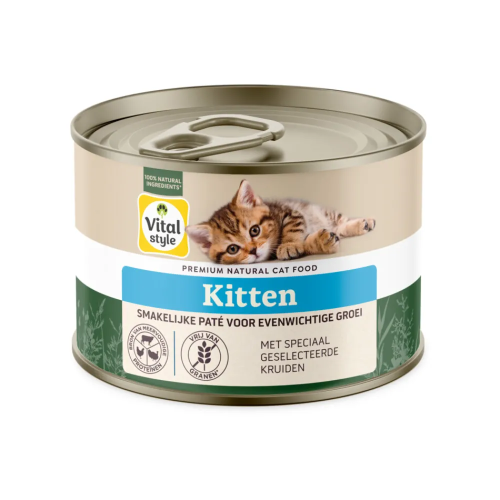 Kattenvoer<Vitalstyle 6x Kattenvoer Blik Kitten 200 gr