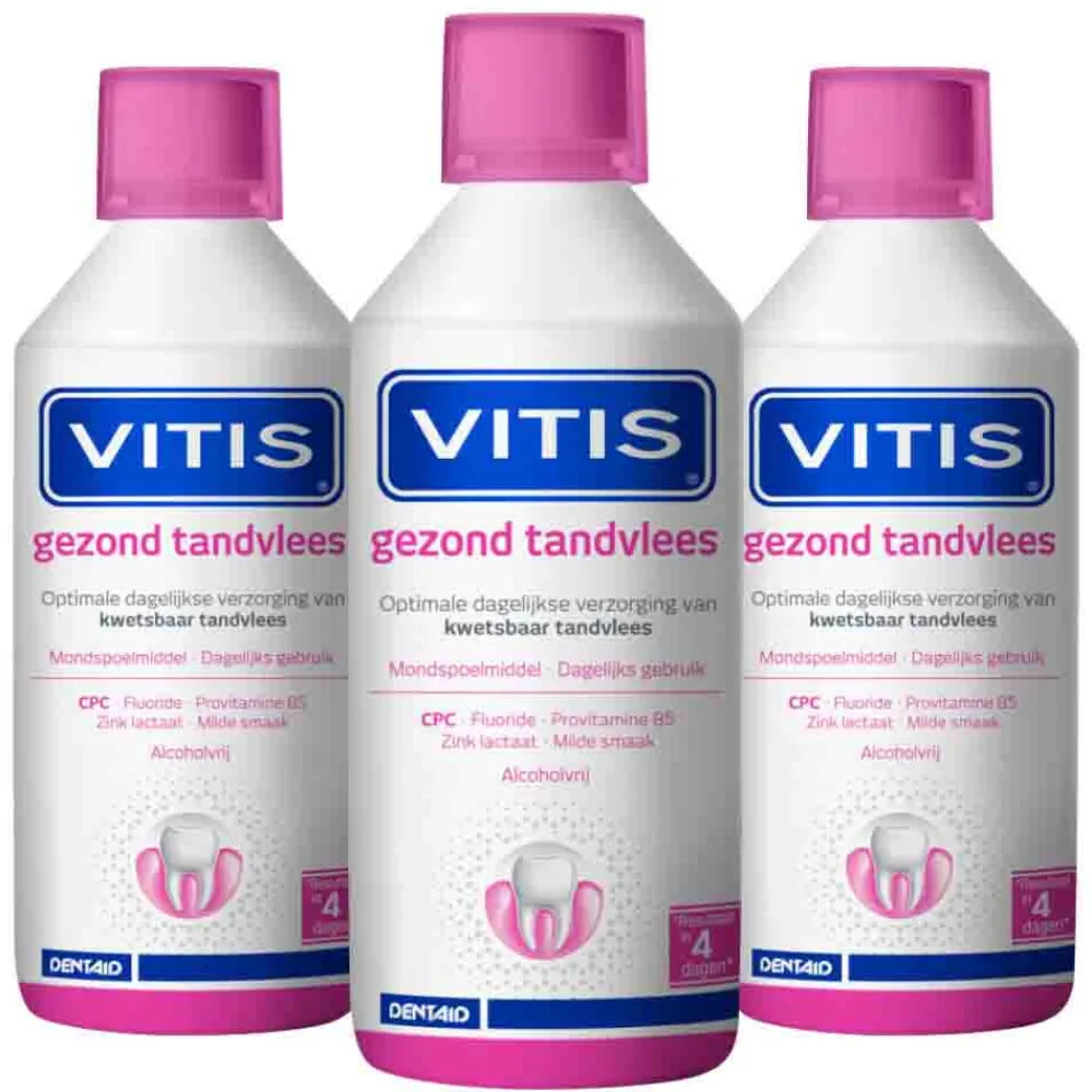 Specialistische Mondverzorging|Spoelen & Poetsen<Vitis 3x Mondwater Gezond Tandvlees 500 ml