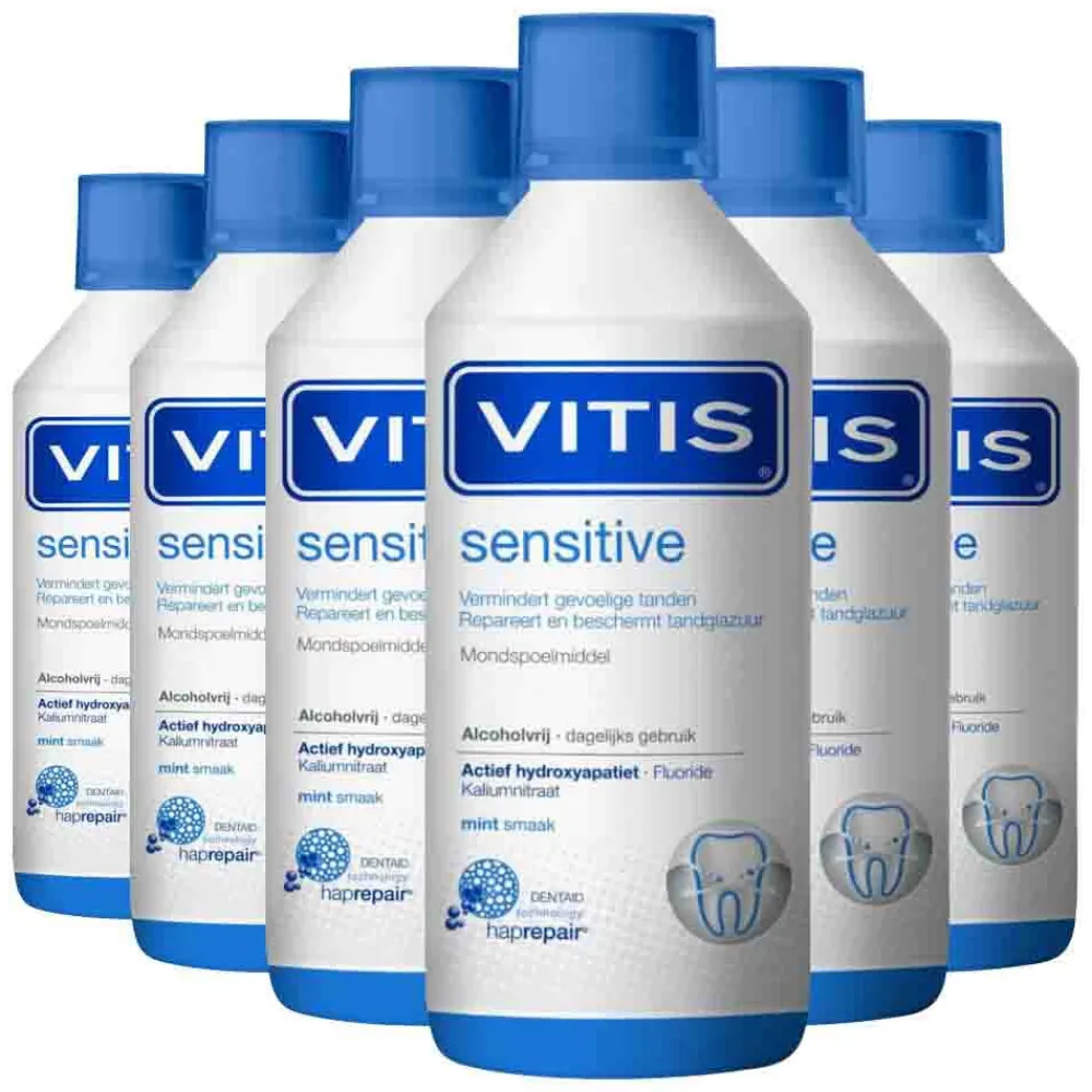 6x Mondwater Sensitive 500 ml^Vitis