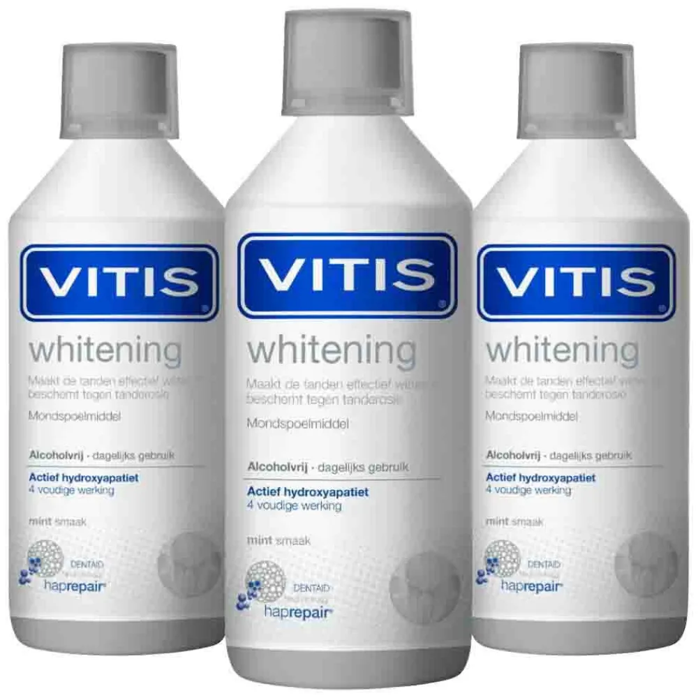 Specialistische Mondverzorging|Spoelen & Poetsen<Vitis 3x Mondwater Whitening 500 ml