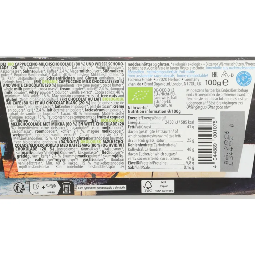 Outlet 10x Chocoladereep Melk en Wit Cappuccino 100 gr Chocolade