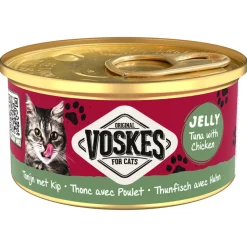 Kattenvoer<Voskes 24x Kattenvoer Nat Gelei Tonijn & Kip 85 gr