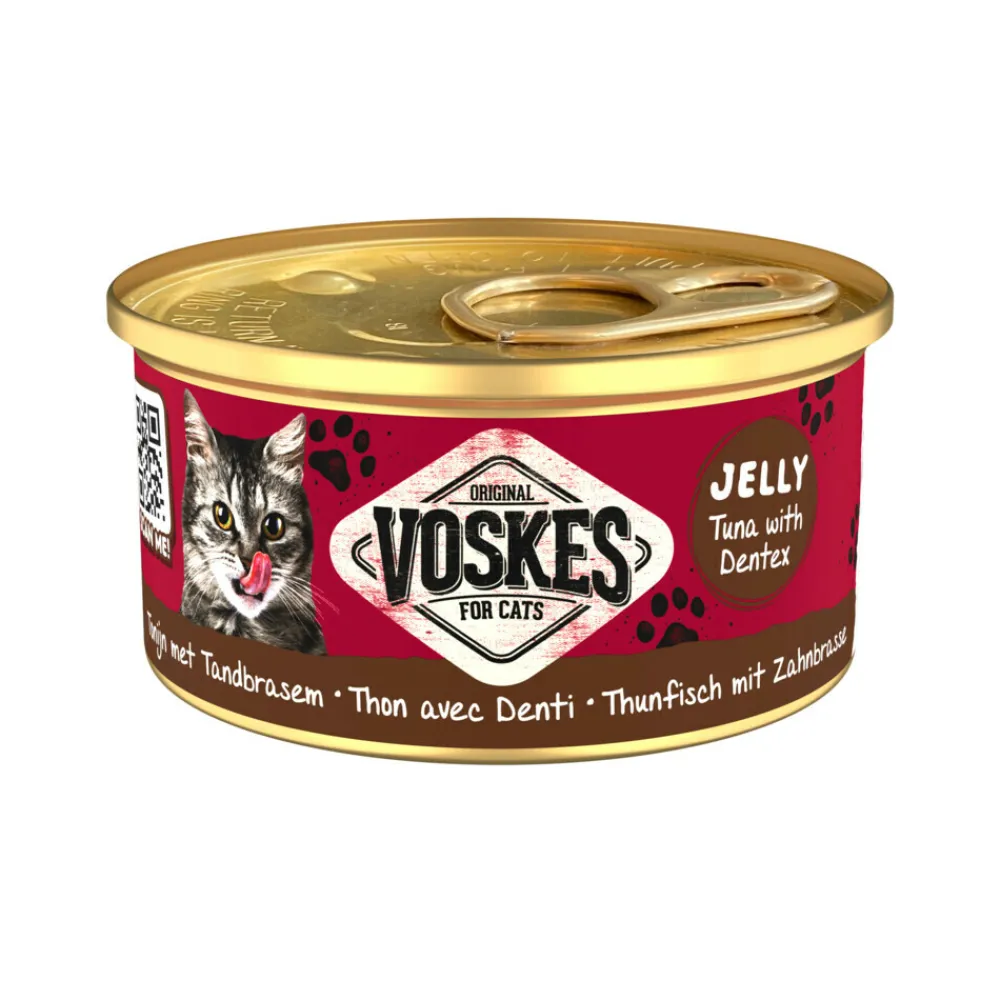 Kattenvoer<Voskes 24x Kattenvoer Nat Tonijn met Tandbrasem 85 gr
