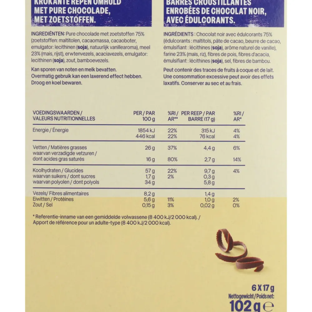 New 4x Bars Crunchy Dark Choco 102 gr Snacks & Tussendoortjes