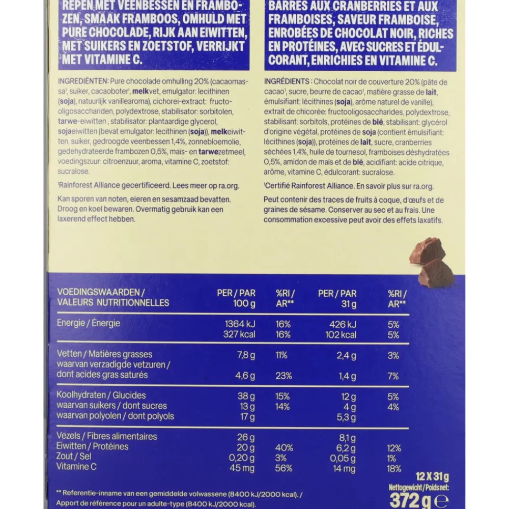 Online 3x High protein Bars Choco Raspberry 372 gr Snacks & Tussendoortjes