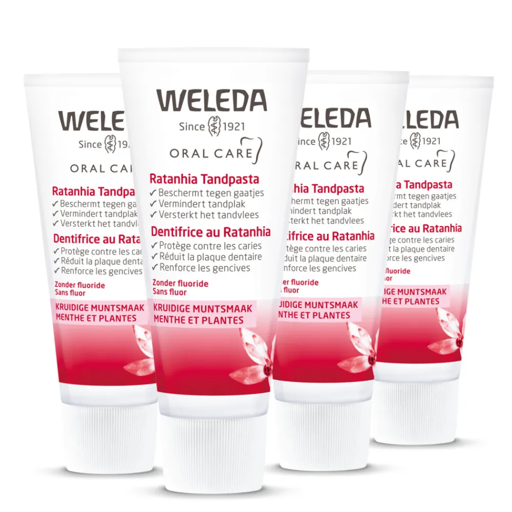 Spoelen & Poetsen<WELEDA 4x Tandpasta Ratanhia 75 ml