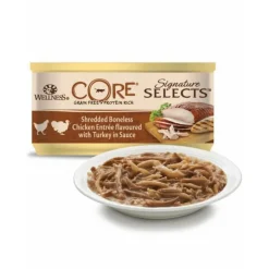 Kattenvoer<Wellness Core 24x Kattenvoer Signature Selects Shredded Kip - Kalkoen 79 gr