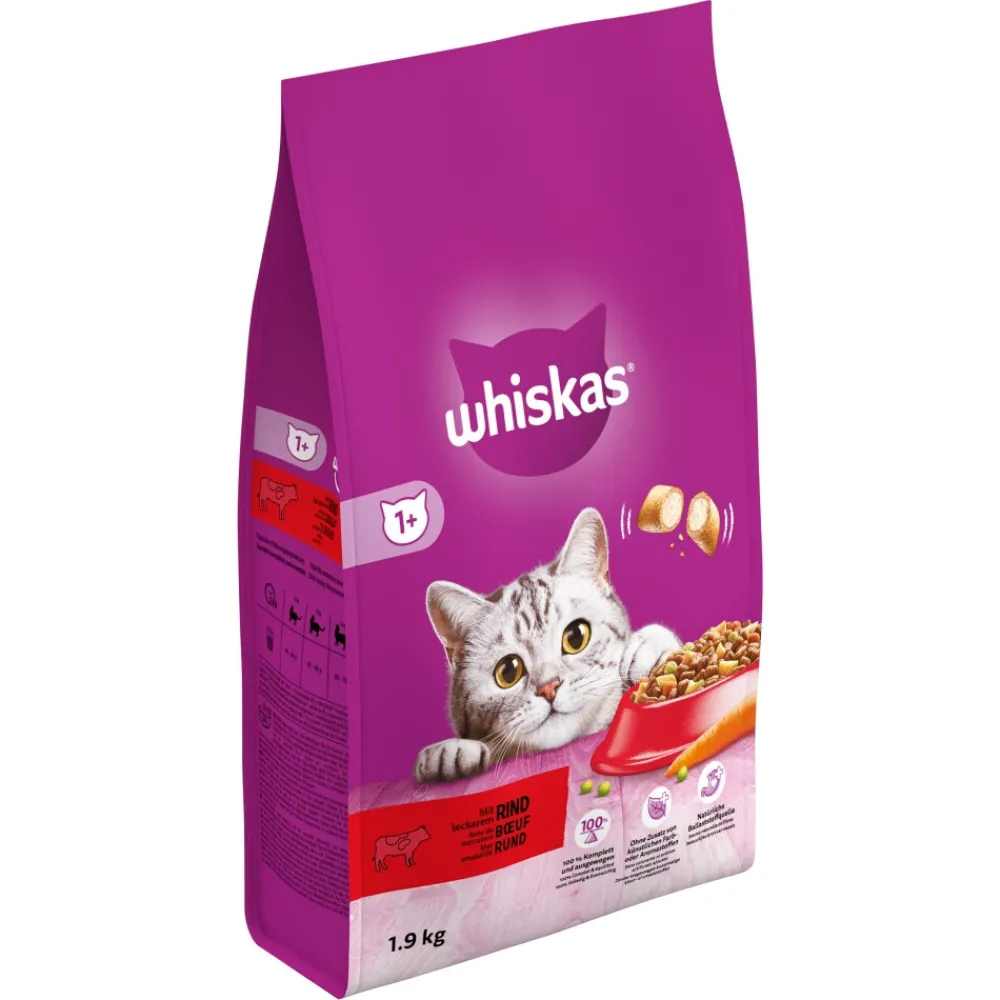 Kattenvoer<Whiskas 6x 1+ Adult Katten Droogvoer Rund 1,9 kg