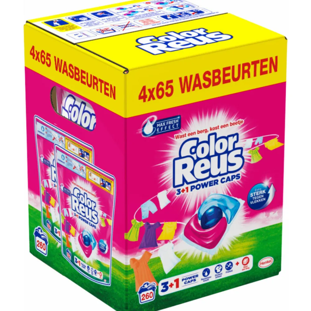 4x Wasmiddelcapsules 3+1 Power Caps Kleur 65 beurten Wasmiddel