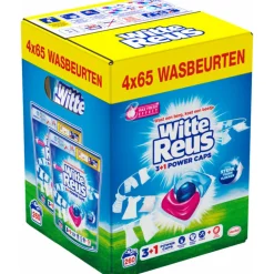 Sale 4x Wasmiddelcapsules 3+1 Power Caps Wit en lichtgekleurd 65 beurten Wasmiddel