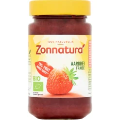 Siropen & Zoetstoffen|Beleg<Zonnatura 3x Fruitspread Aardbei Biologisch 250 gr