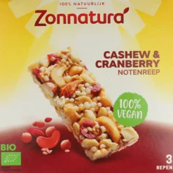 Snacks & Tussendoortjes<Zonnatura 3x Notenreep Cashew Cranberry Biologisch 75 gr