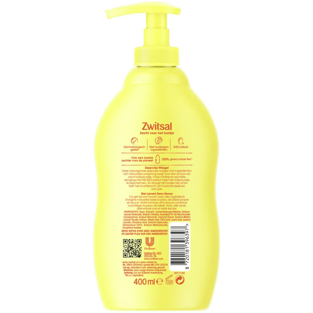 Bad & Douche<Zwitsal 6x Zeepvrije Wasgel 400 ml