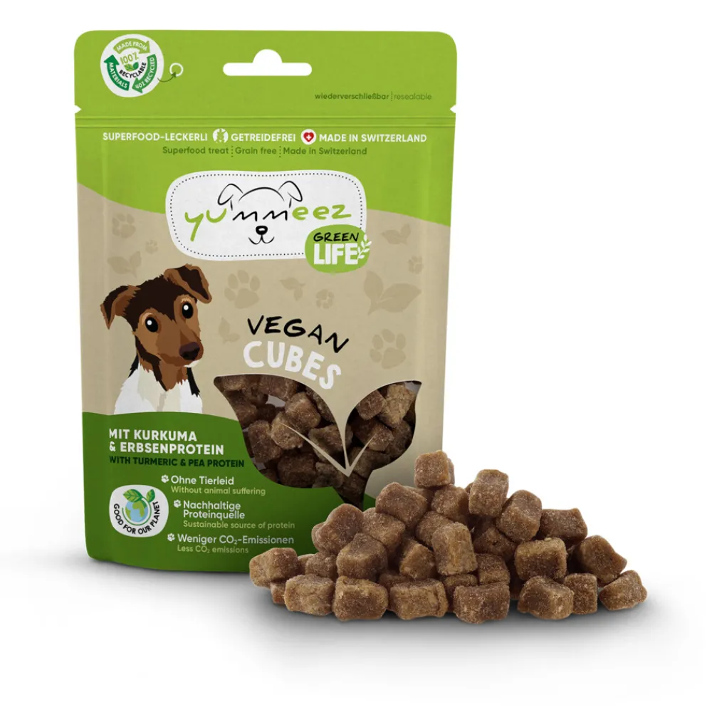 Snacks<Yummeez Green Life Cubes Hondensnack Vegan 100 gr