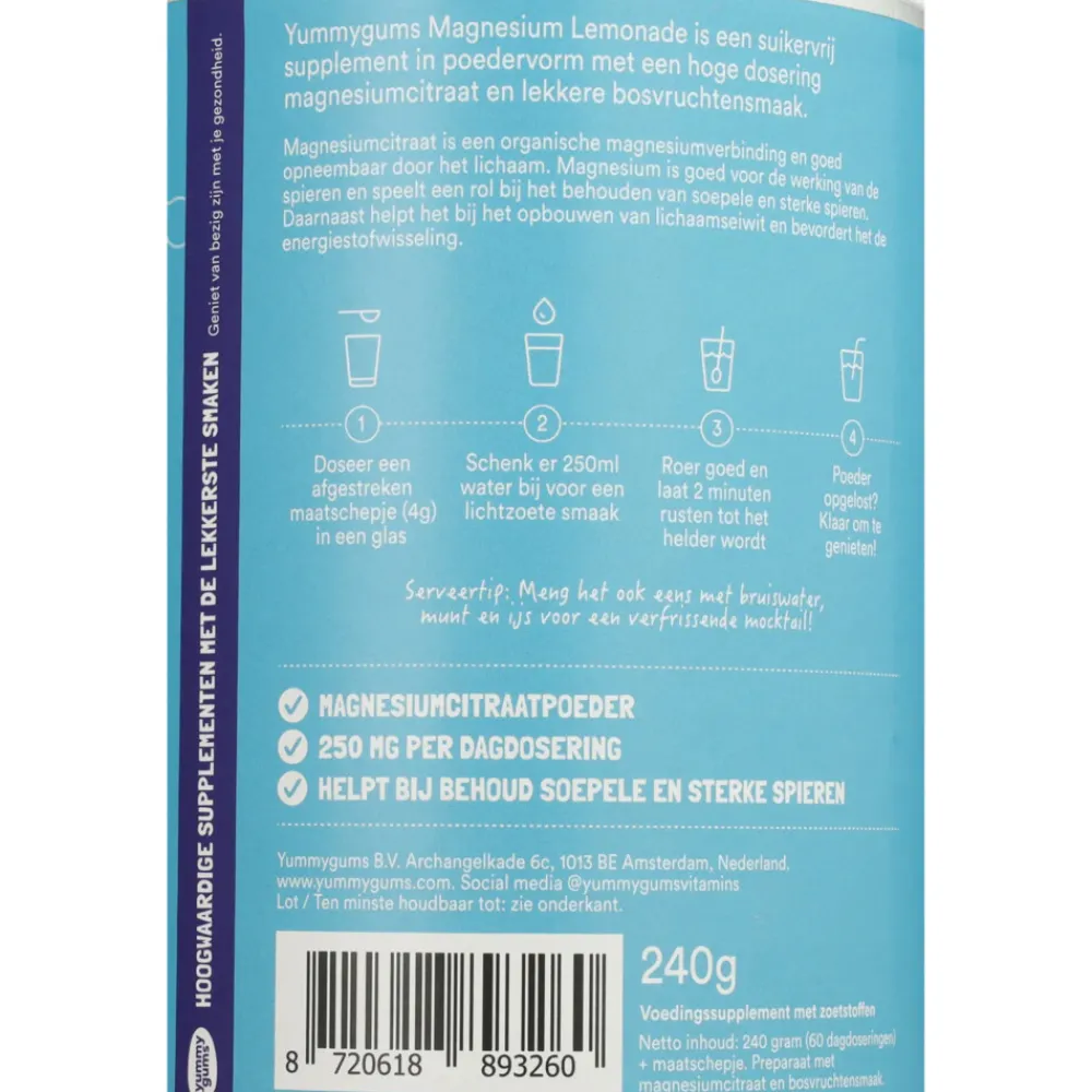 Lemonade Magnesium 240 gr^Yummygums Hot