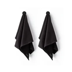 New Handdoek Gerecycled Katoen Antraciet 2 stuks Schoonmaakdoekjes