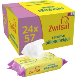 Babydoekjes<Zwitsal Billendoekjes Sensitive Voordeelverpakking 24x57= 1368 stuks