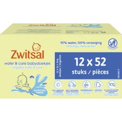 Babydoekjes<Zwitsal Water & Care Babydoekjes met geur 12x52 = 624 stuks